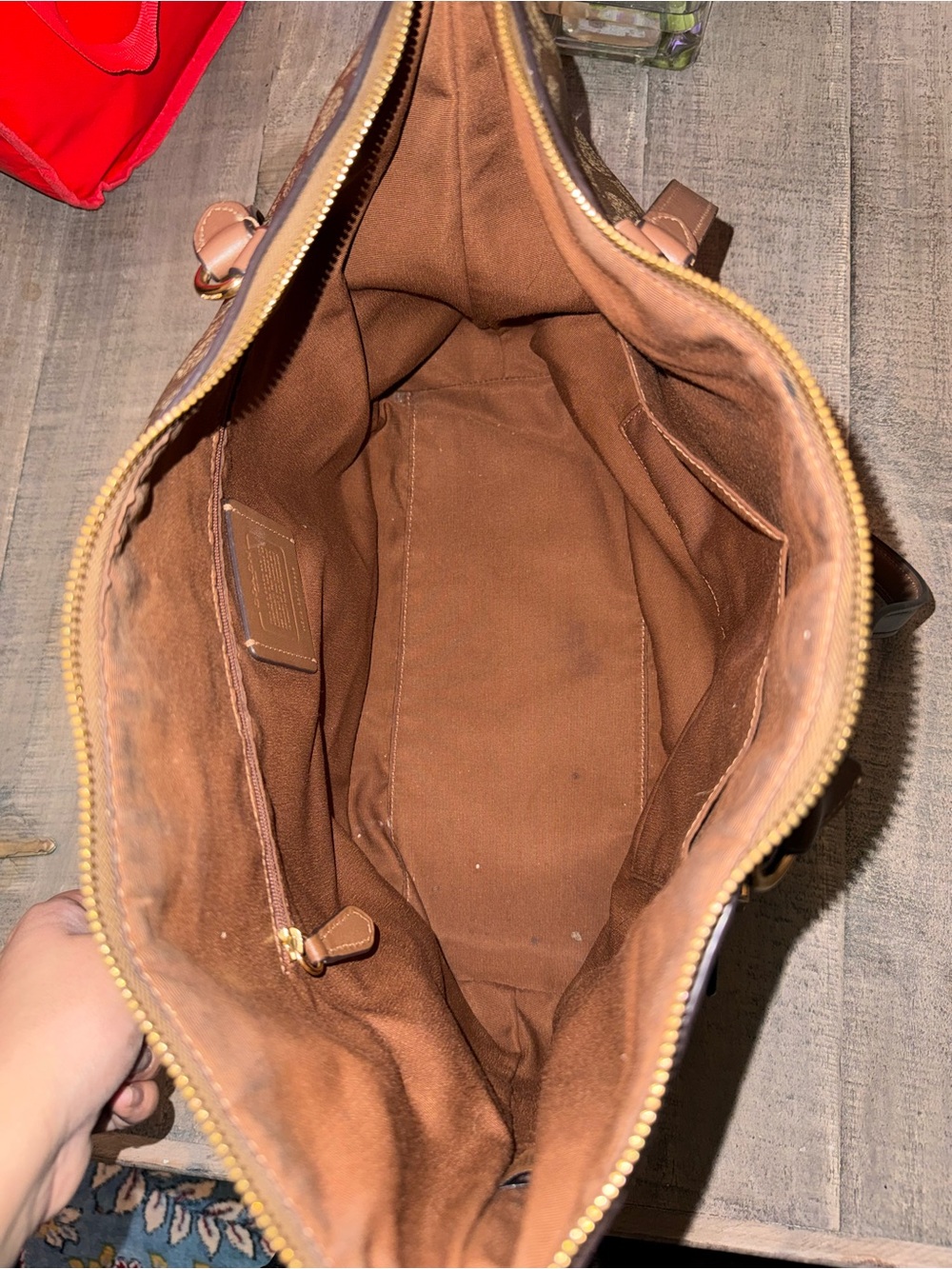 Coach Brown Signature Canvas Logo Tote with Gold Hardware - Picture 4 of 4